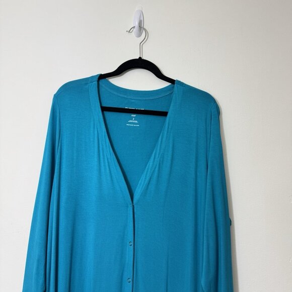 Torrid Super Soft Knit Longline Cardigan Duster Size 2X Snap Button Turquoise - Picture 4 of 8
